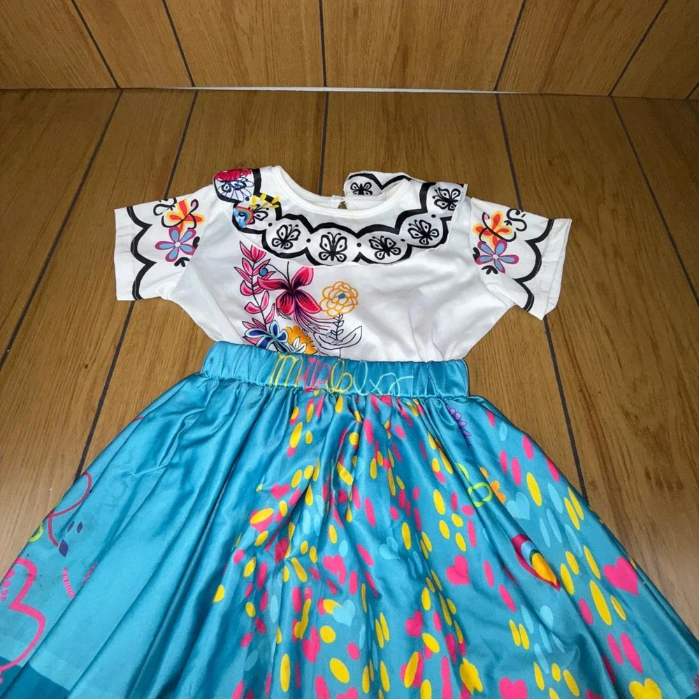 Tween Girls Encanto Mirabel Columbian Senorita Long Dress‎ Costume Size 10 140cm